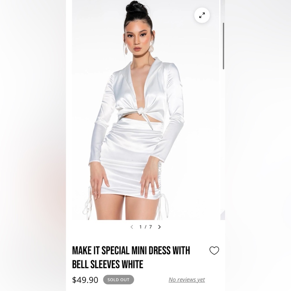 NWOT AKIRA White Mini Dress with Bell Sleeves